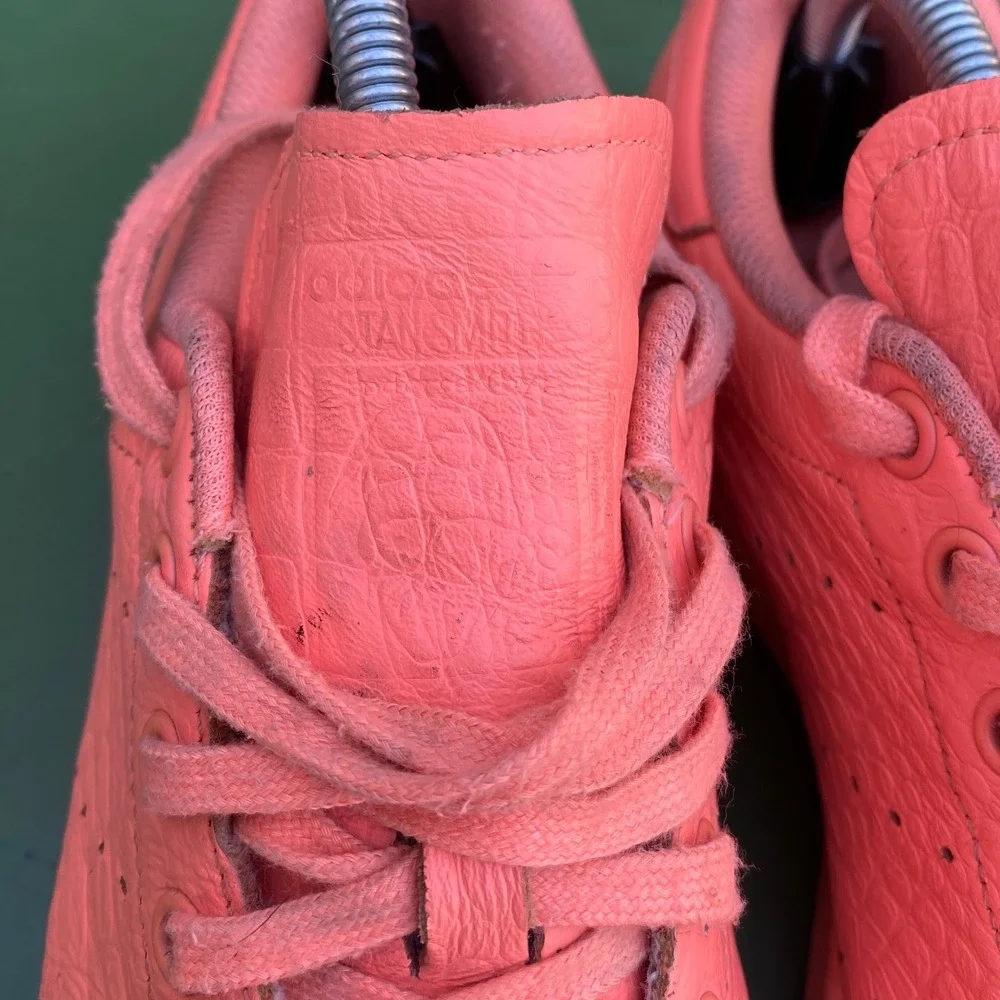 Adidas Originals Stan Smith Salmon‎ Pink Tumbled Leather Mens AQ6807 Size 9.5